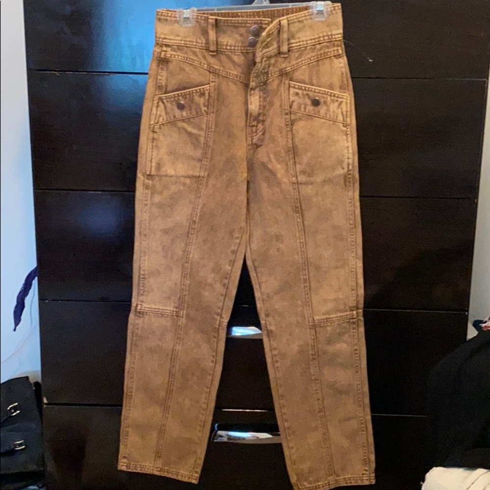 High waited Brown/denim jeans